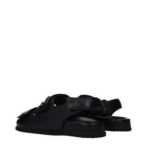 Prada Black Leather Flat Sandals