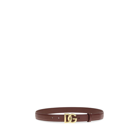 Dolce & Gabbana Bordeaux Calf Leather Bos Taurus Regular Belt