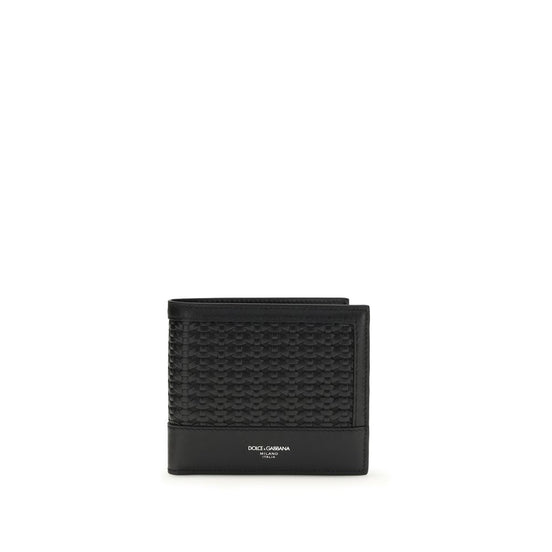 Dolce & Gabbana Woven plongé Black Leather Wallet