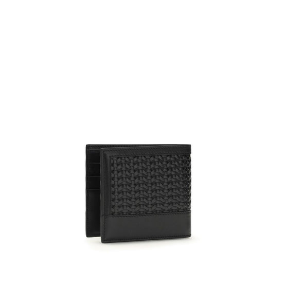 Dolce & Gabbana Woven plongé Black Leather Wallet