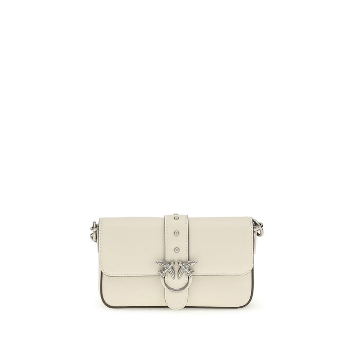 PINKO White Calf Leather Bos Taurus Shoulder Bag