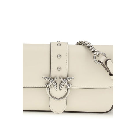 PINKO White Calf Leather Bos Taurus Shoulder Bag