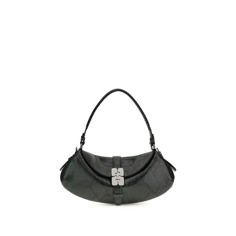 Ganni Blue Recycled Leather Shoulder Bag