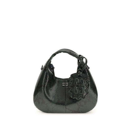 Ganni mini Hobo Black Recycled Polyester Handbag