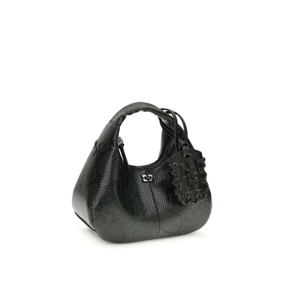 Ganni mini Hobo Black Recycled Polyester Handbag