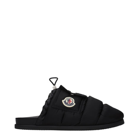 Moncler Black Fabric Slippers