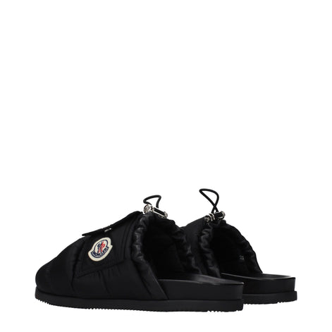 Moncler Black Fabric Slippers