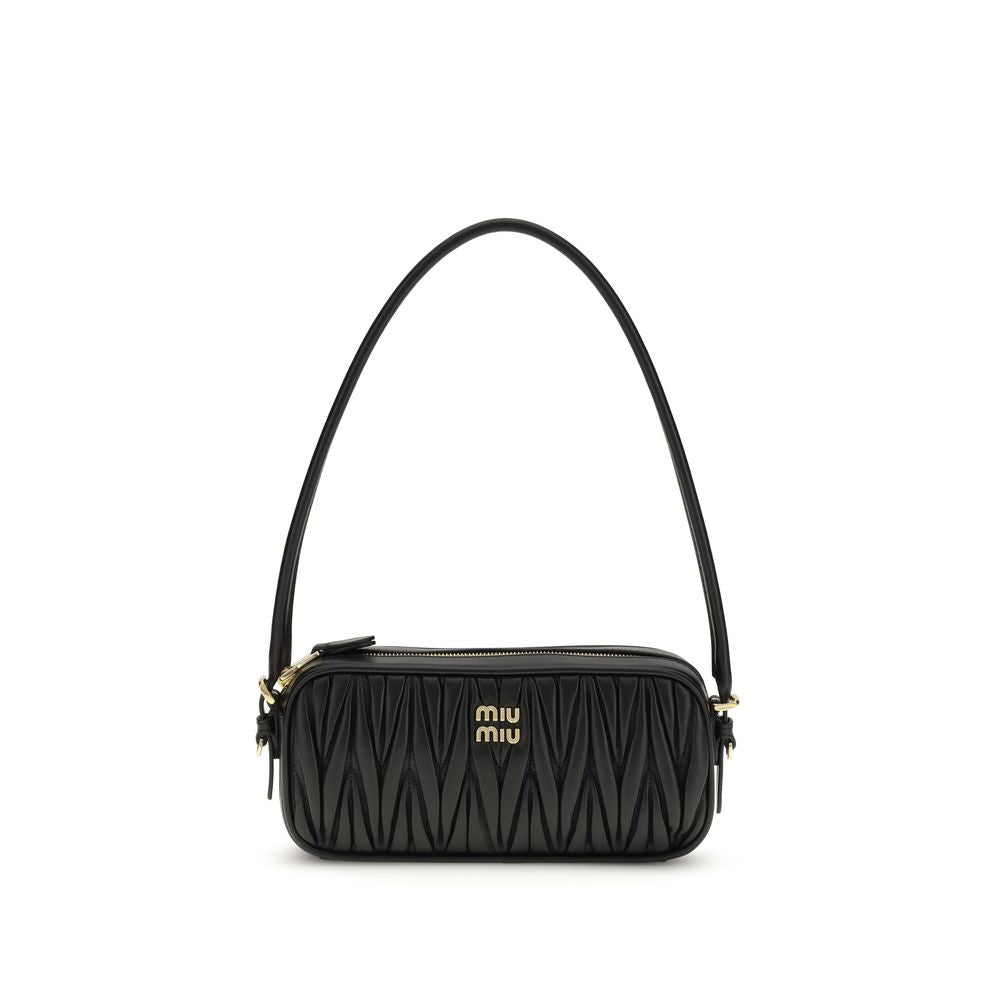 Miu Miu matelassé nappa Black Leather Shoulder Bag