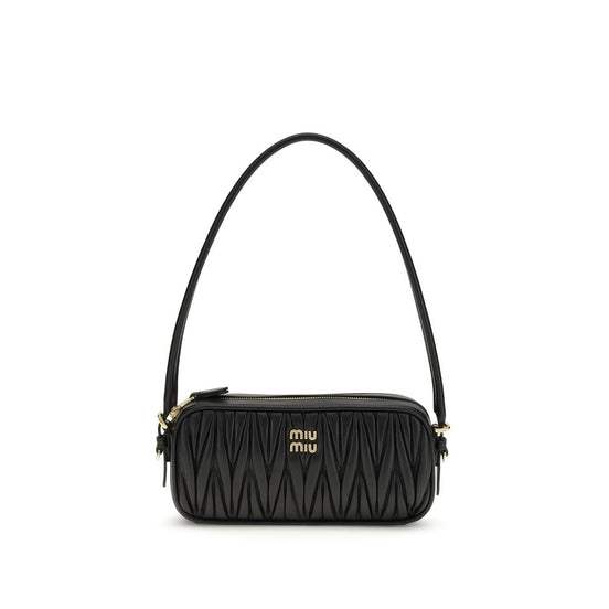 Miu Miu matelassé nappa Black Leather Shoulder Bag