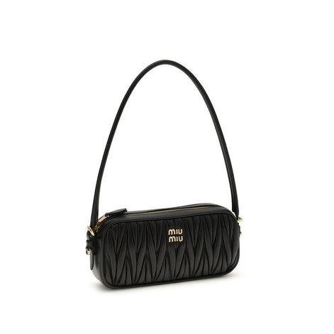 Miu Miu matelassé nappa Black Leather Shoulder Bag