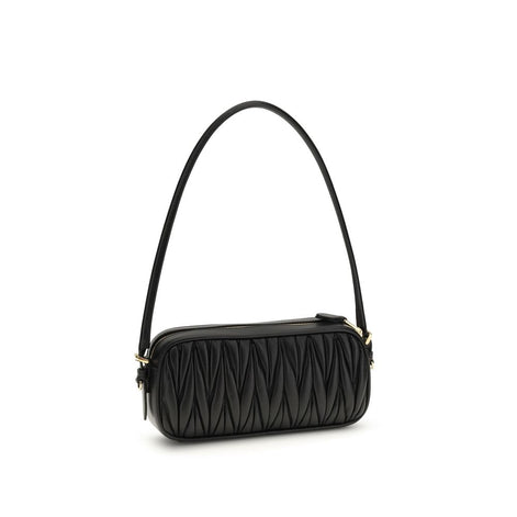 Miu Miu matelassé nappa Black Leather Shoulder Bag