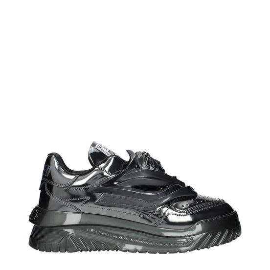 Versace Gray Leather Chunky Sneakers