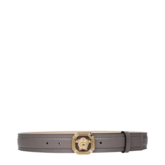 Versace Gray Leather Regular Belt