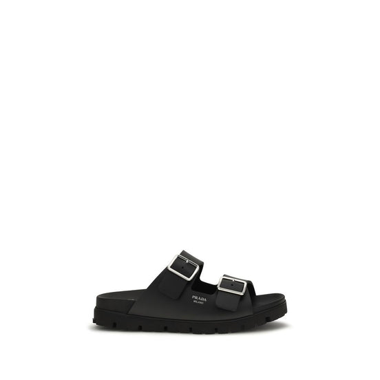 Prada Black Calf Leather Bos Taurus Sandals