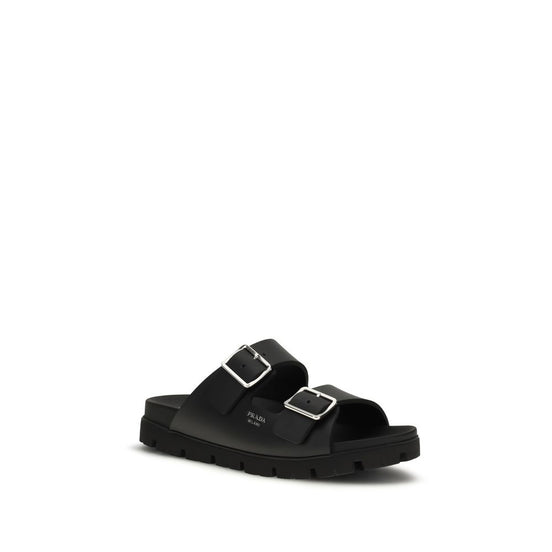 Prada Black Calf Leather Bos Taurus Sandals