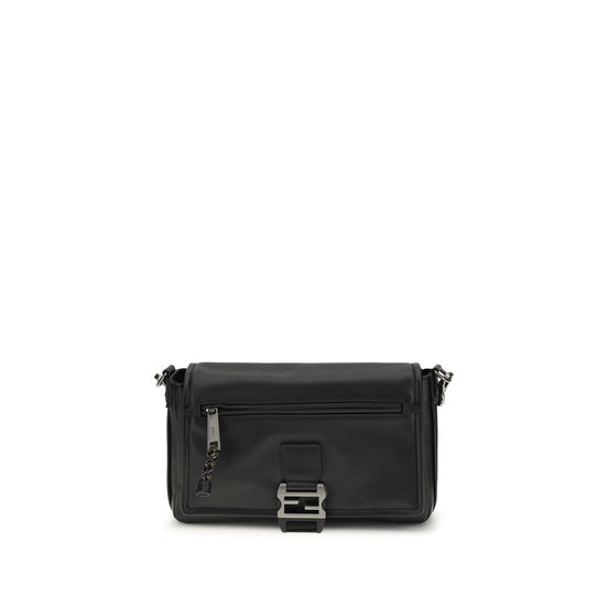 Fendi Flux Messenger Black Leather Shoulder Bag
