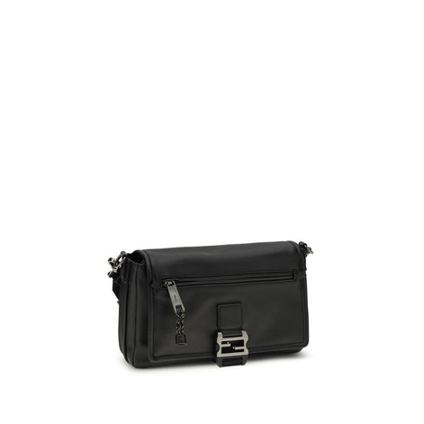 Fendi Flux Messenger Black Leather Shoulder Bag