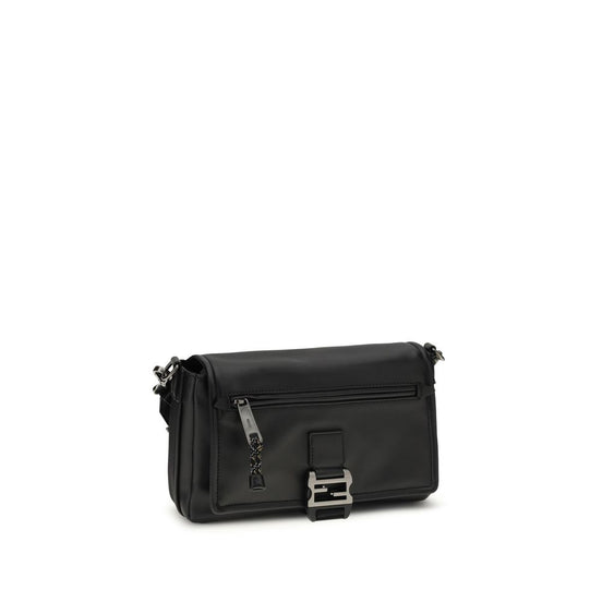 Fendi Flux Messenger Black Leather Shoulder Bag