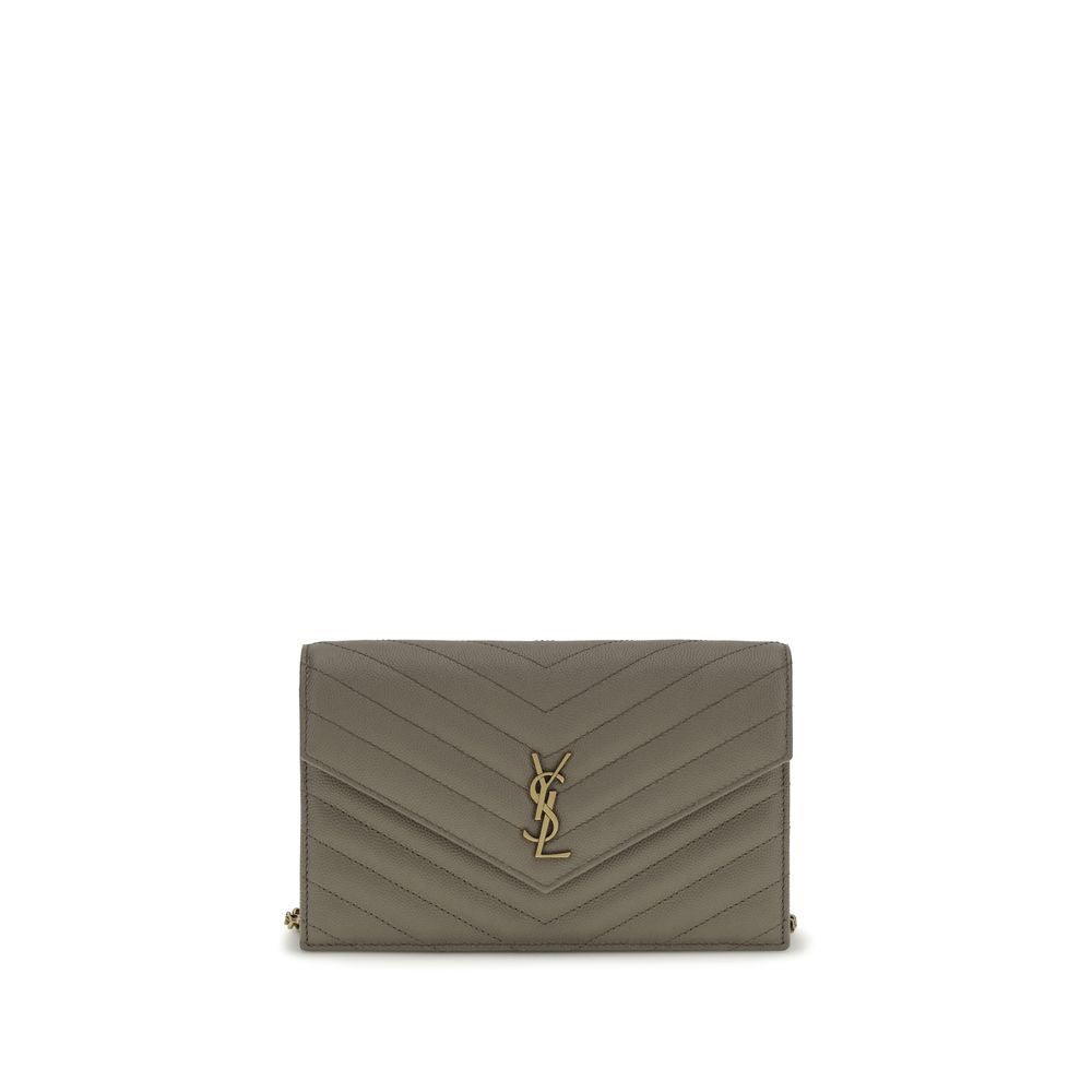 Saint Laurent Cassandre Clutch Gray Leather Wallet