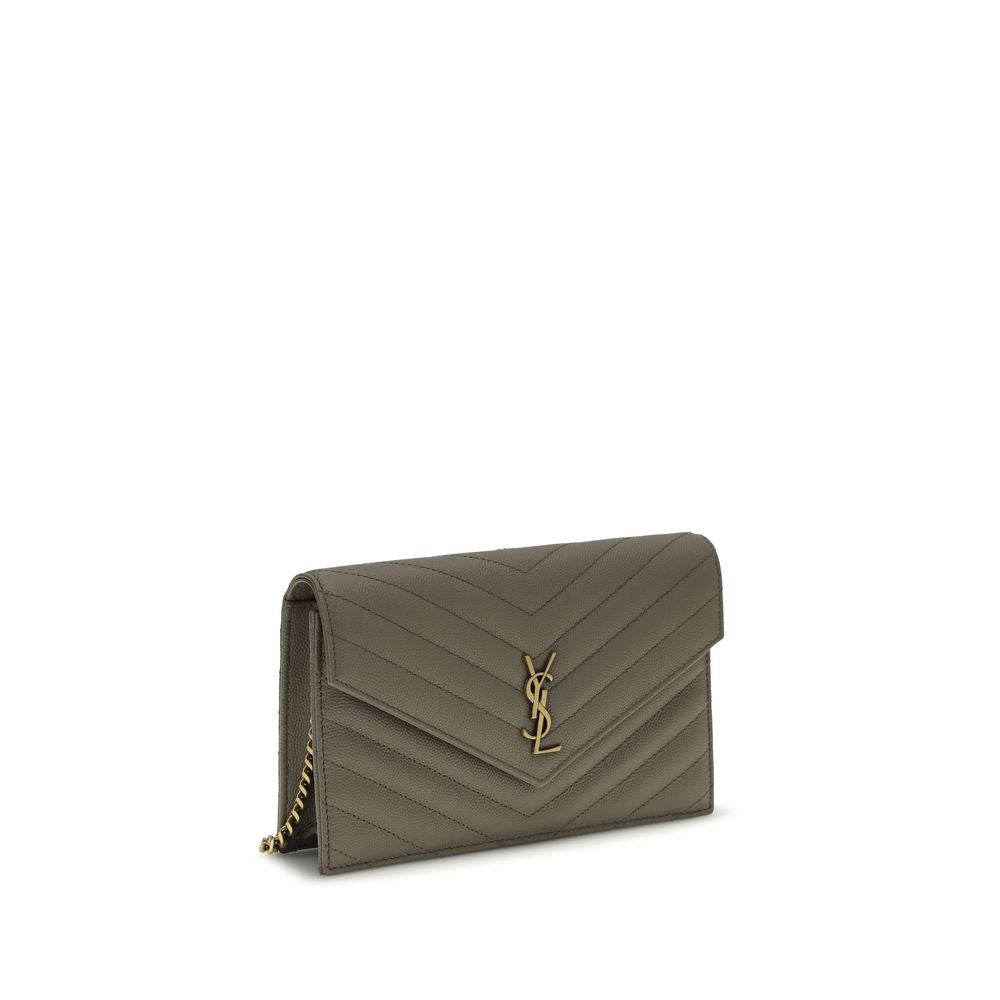 Saint Laurent Cassandre Clutch Gray Leather Wallet