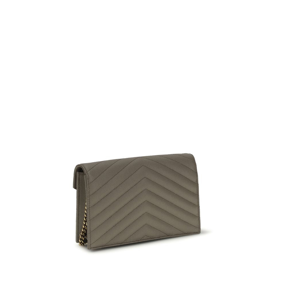 Saint Laurent Cassandre Clutch Gray Leather Wallet