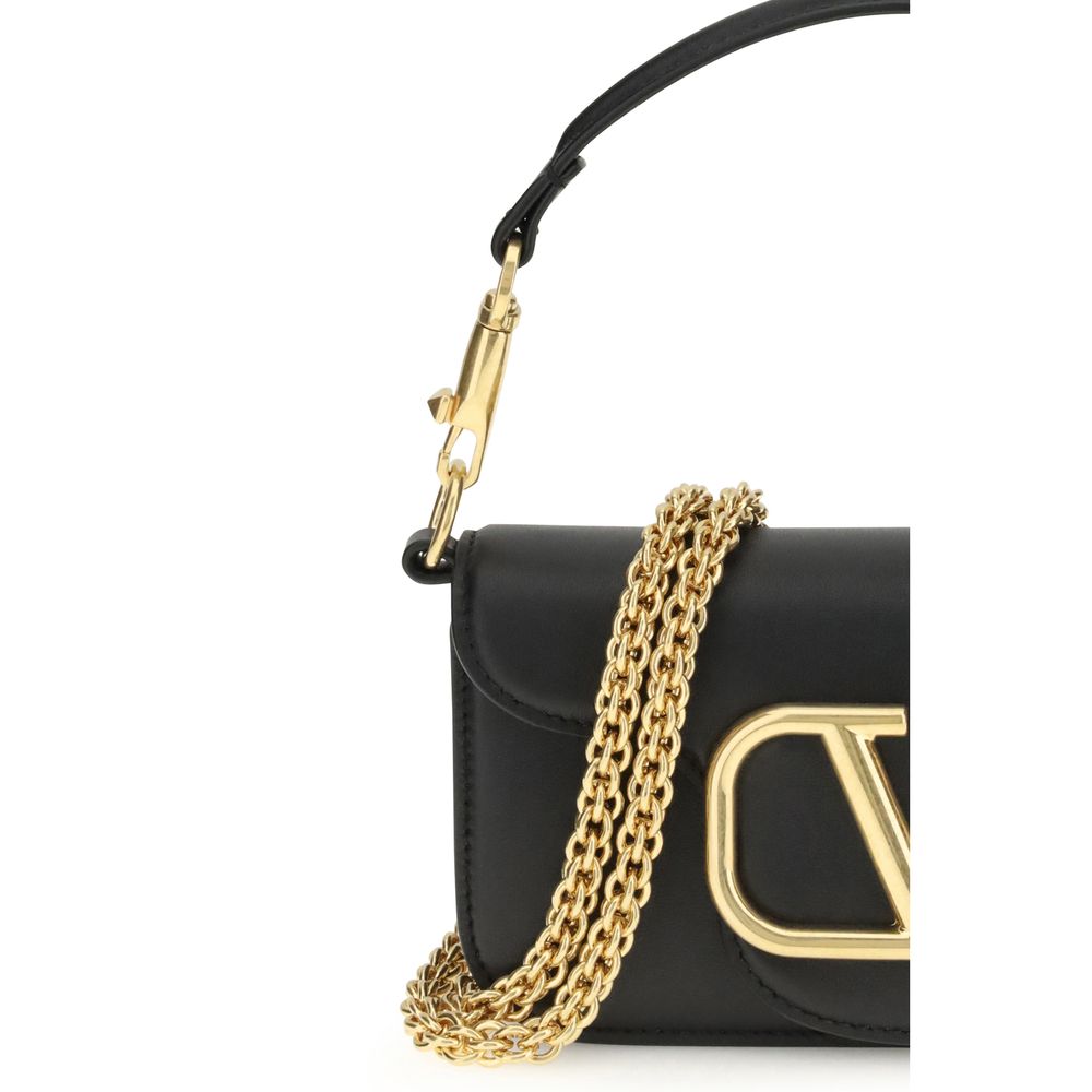 Valentino Garavani Locò Black Leather Shoulder Bag