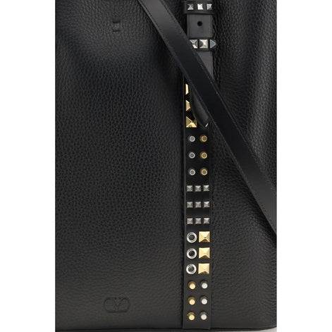 Valentino Garavani Black Calf Leather Bos Taurus Shoulder Bag