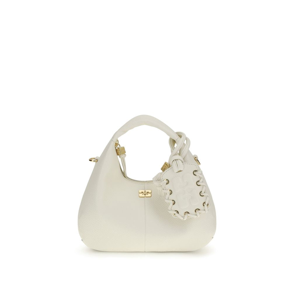 Ganni mini Hobo White Recycled Polyester Shoulder Bag