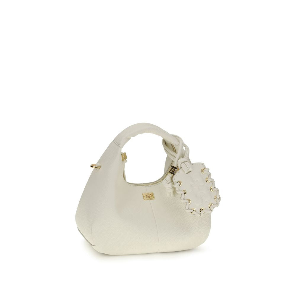 Ganni mini Hobo White Recycled Polyester Shoulder Bag