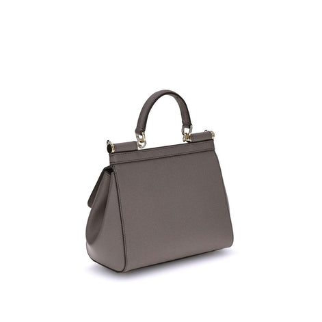 Dolce & Gabbana Gray Calf Leather Bos Taurus Handbag
