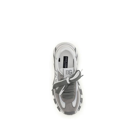 Dolce & Gabbana Gray Calf Leather Bos Taurus Athletic Sneakers