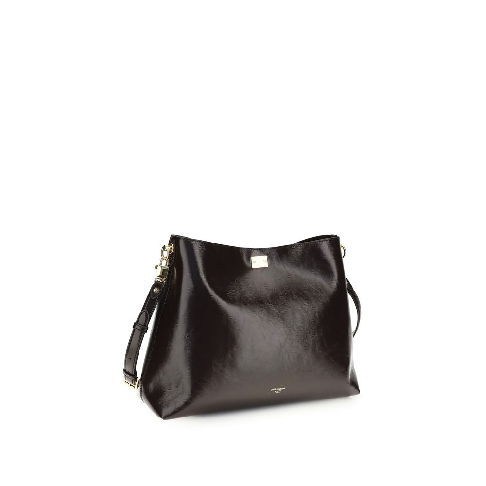 Dolce & Gabbana large Vittoria Brown Leather Shoulder Bag