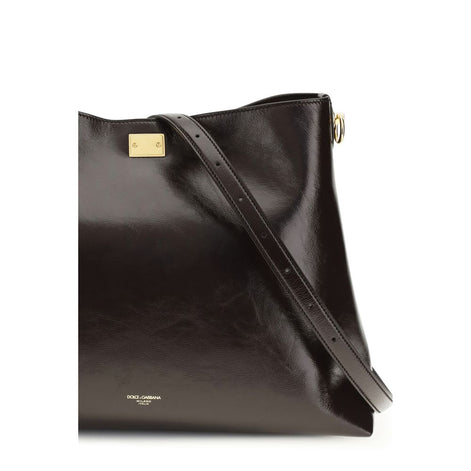 Dolce & Gabbana large Vittoria Brown Leather Shoulder Bag