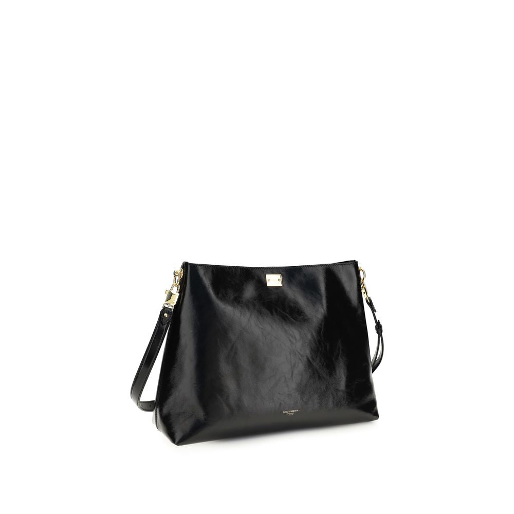 Dolce & Gabbana large Vittoria Black Leather Shoulder Bag