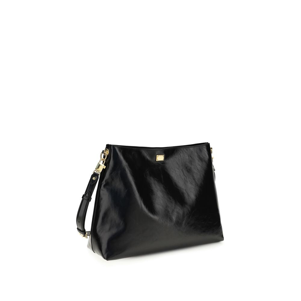 Dolce & Gabbana large Vittoria Black Leather Shoulder Bag