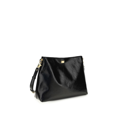 Dolce & Gabbana large Vittoria Black Leather Shoulder Bag