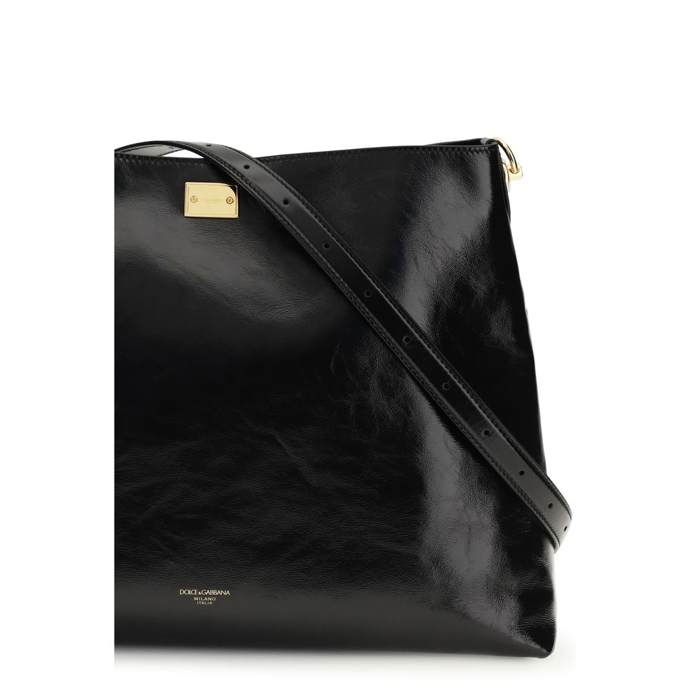 Dolce & Gabbana large Vittoria Black Leather Shoulder Bag