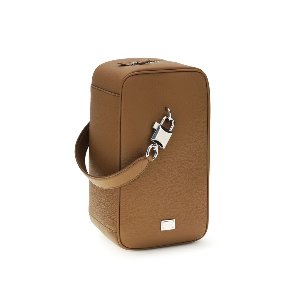 Dolce & Gabbana Lock Brown Leather Handbag
