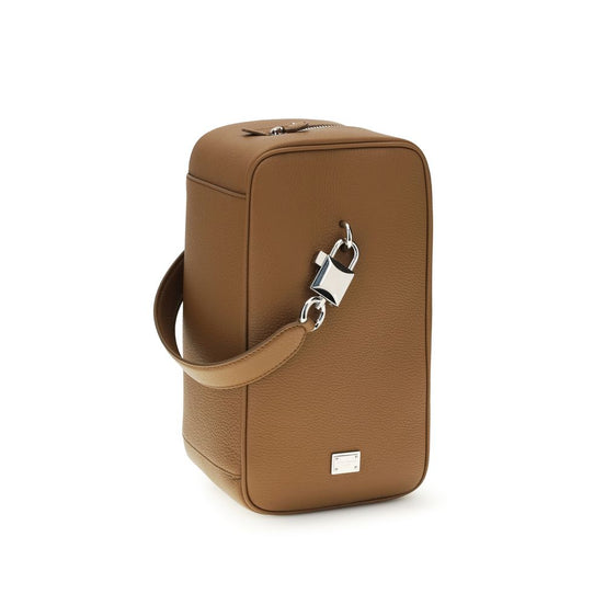Dolce & Gabbana Lock Brown Leather Handbag