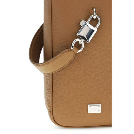 Dolce & Gabbana Lock Brown Leather Handbag