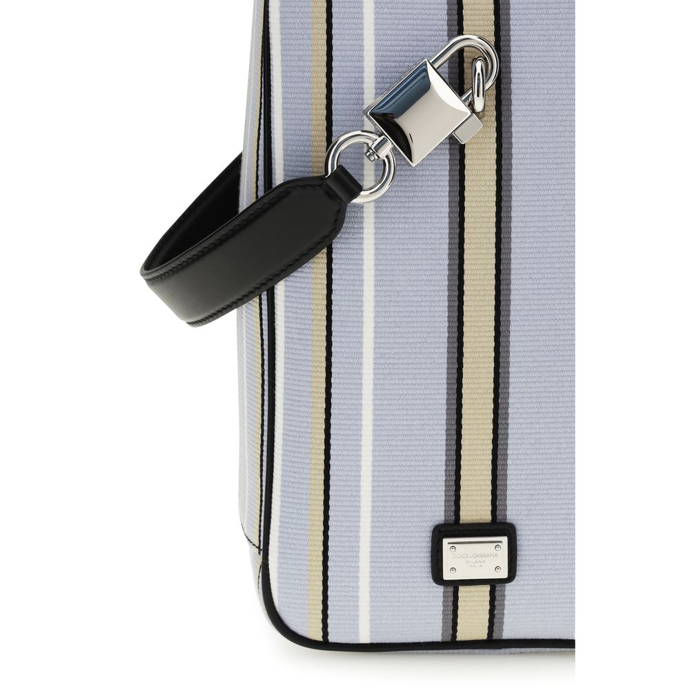 Dolce & Gabbana Lock Blue Cotton Handbag