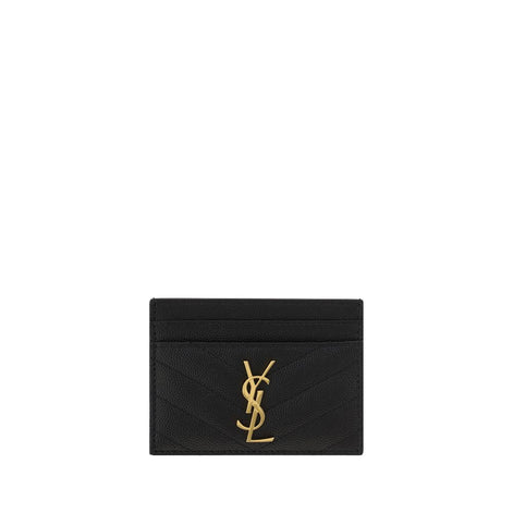 Saint Laurent Cassandre Card Black Leather Wallet