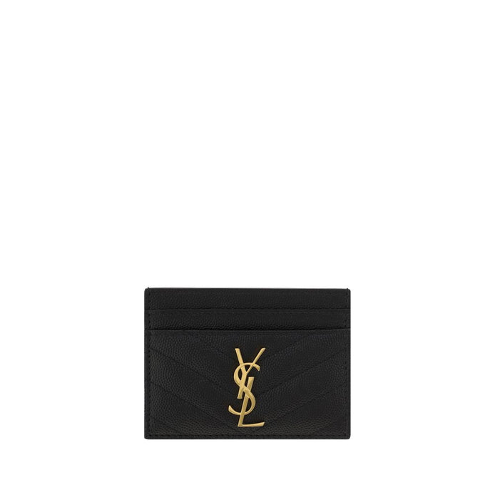 Saint Laurent Cassandre Card Black Leather Wallet