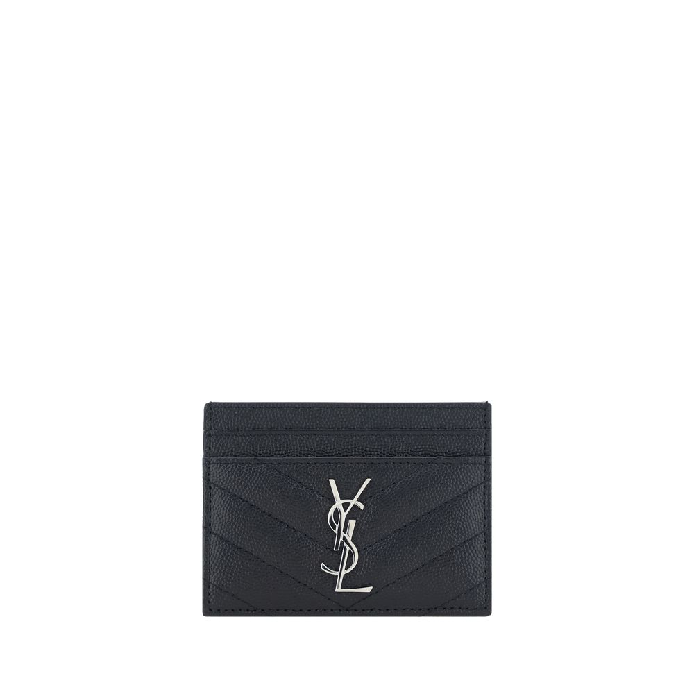Saint Laurent Cassandre Card Black Leather Wallet