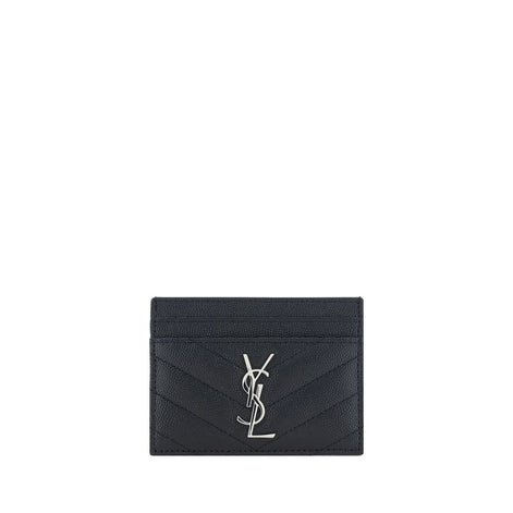 Saint Laurent Cassandre Card Black Leather Wallet