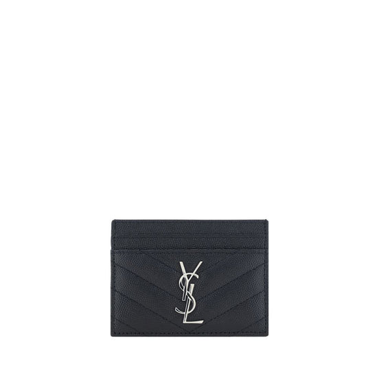 Saint Laurent Cassandre Card Black Leather Wallet