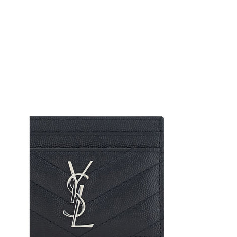 Saint Laurent Cassandre Card Black Leather Wallet