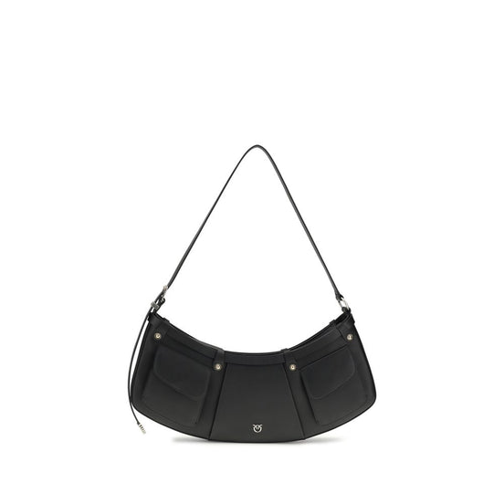 PINKO Black Calf Leather Bos Taurus Shoulder Bag