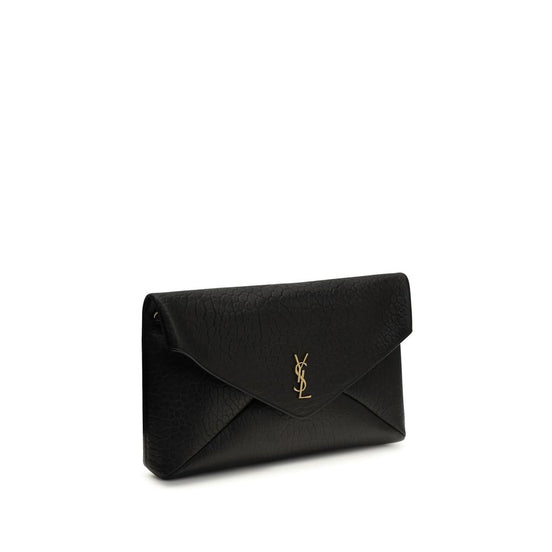 Saint Laurent Cassandre Clutch Black Lamb Shoulder Bag