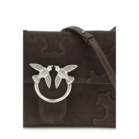 PINKO Brown Calf Leather Bos Taurus Shoulder Bag